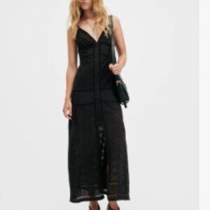 All Saints Dahlia Black Maxi Dress Size 8 NWOT